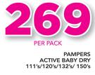 Pampers Active Baby Dry 111's/120's/132's/150's-Per Pack