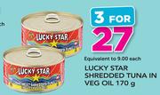 Lucky Star Shredded Tuna In Veg Oil-3 x 170g