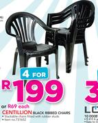 Centillio Black Ribbed Chairs-Each