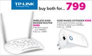 TP Link Wireless N300 Modem Router + TP Link N300 Range Extender-For Both 