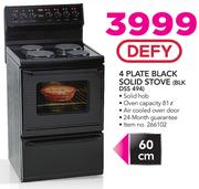 Defy 4 Plate Black Solid Stove BLK DSS494