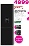 Defy 323Ltr Black Gloss Bottom Freezer Fridge DAC564