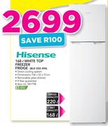 Hisense 168Ltr White Top Freezer Fridge BLK DSS494
