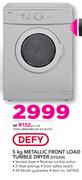 Defy 5Kg Metallic Front Load Tumble Dryer DTD259