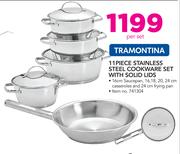 Tramontina 11 Piece Stainless Steel Cookware Set With Solid Lids-Per Set