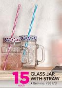 Glass jar With Straw-Each