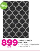 Shaggy Geo Grey Rug-133 x 190cm Each