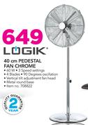 Logik 40cm Pedestal Fan Chrome