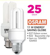 Osram 11W Energy Saving Globe-Each