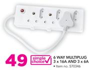 Simple Choice 6 Way Multiplug 3 x 16A And 3 x 6A