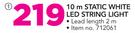 Solar 10m Static White LED String Light