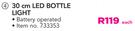 30Cm LED Bottle Light Battery Operated-Each