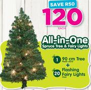 All-In-One 90Cm Tree+ Flashing Fairy Lights-Each