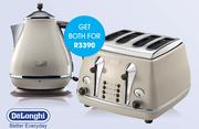 Delonghi Icona Kettle + Delonghi Icona Toaster