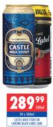 Castle Milk Stout Or Carling Black Label Cans-24 x 500ml