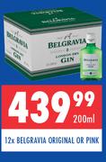 Belgravia Gin (Original Or Pink)-12 x 200ml