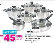 Mainstays 12 Piece Stainless Steel Cookware Set-Per Set