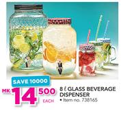 8Ltr Glass Beverage Dispenser-Each
