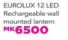 Eurolux 12 LED Rechargeable Wall Mounted Lantern