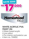 Homestead White Acrylic PVA Paint-20Ltr