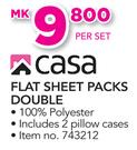 Casa Flat Sheet Packs Double-Per Set