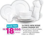 16 Piece New Bone China Dinner Set-Per Set