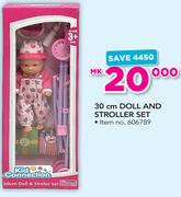 Kid Connection 30Cm Doll And Stroller Set