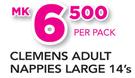 Clemens Adult Nappies Large-14's Per Pack