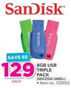 Sandisk 8GB Triple USB Pack SDCZ50C-008G