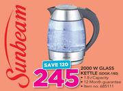 Sunbeam 1.8Ltr 2000W Glass Kettle SDGK-180