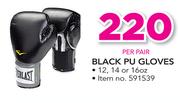 Everlast Black PU Gloves-Per Pair