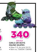 No Fear Girls Or Boys Inline Skates-Per Pair