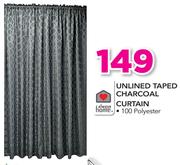 Always Home Unlined Taped Charcoal Curtain