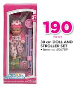 Kid Connection 30cm Doll And Stroller Set-Per Set