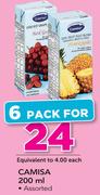 Camisa 6 x 200ml Assorted