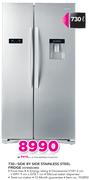 Hisense 730Ltr Side By Side Stainless Steel Fridge With Manual Water Dispenser H730SS-WD