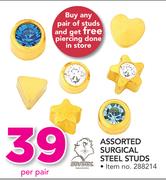 Assorted Surgical Steel Studs-Per Pair