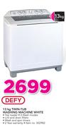Defy 13Kg Twin Tub Washing Machine White 