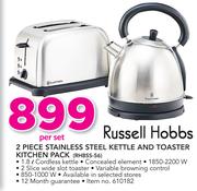 Russell Hobbs 2 Piece Stainless Steel Kettle And Toaster Kitchen Pack RHBSS-56