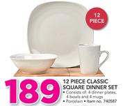 12 Piece Classic Square Dinner Set