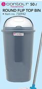 Contour 50Ltr Round Flip Top Bin-Each