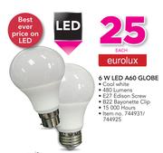 Eurolux 6W LED A60 Globe-Each