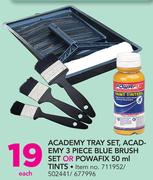 Academy Tray Set, Academy 3 Piece Blue Brush Set Or Powafix 50ml Tints-Each