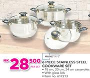 Mainstays 6 Piece Stainless Steel Cookware Set-Per Set
