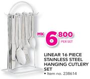 Linear 16 Piece Stainless Steel Hanging Cutlery Set-Per Set
