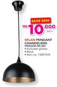 Milan Pendant Chandeliers PEN220G BK-GD-Each
