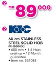 KIC 60Cm Stainless Steel Solid Hob KHB604IX