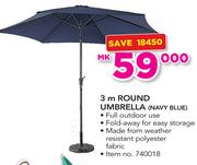 3m Round Umbrella Navy Blue
