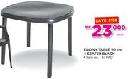 Ebony Table 90Cm 4 Seater Black