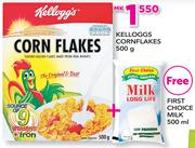 Kelloggs Corn Flakes 500g+ Free First Choice Milk 500ml